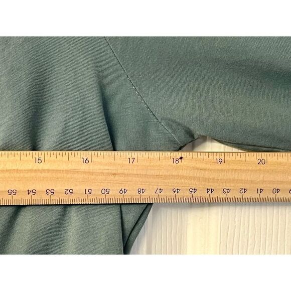 Sundance Eternal Compliment Sage Green Faux Wrap Ruched Dress Size Petite L - Picture 9 of 10